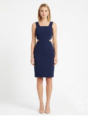 19 Cooper Side Cutout Sleeveless Sheath Cocktail Dress, Navy Blue, Womens Size M